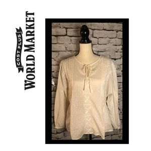 WORLD MARKET EMBELLISHED CREAM COLORED BLOUSE